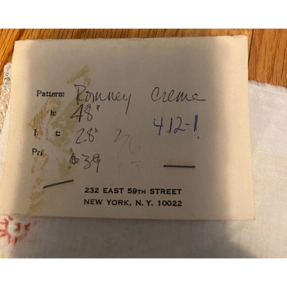 Vintage Ramm Fabric  Sample 35 1/4" x 25"  Pink Roses & Blue Ribbons Cotton Romn - Picture 6 of 6